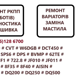 Ремонт АКПП РКПП та варіаторів DCT CVT EDC DC4 DSG SELESPEED W6DGB